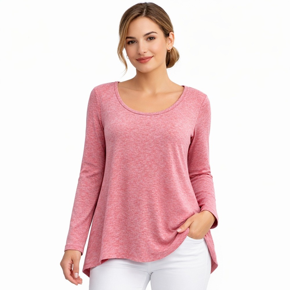 LuLaRoe Lynnae Heathered Dusty Rose Long Sleeve Tunic Top XS Soft Girl Cozy